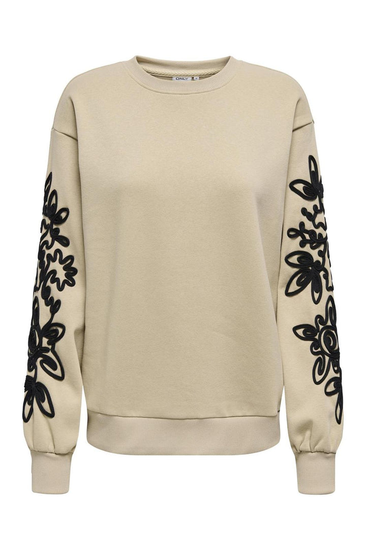 Only - Onljanis L/S O-Neck Swt - 4696069 Humus Henna Flower (Black)