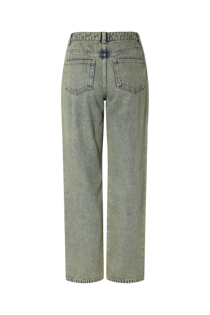 Pieces - Pcdria Straight Denim Pants - 4822815 Deep Lichen Green Washed