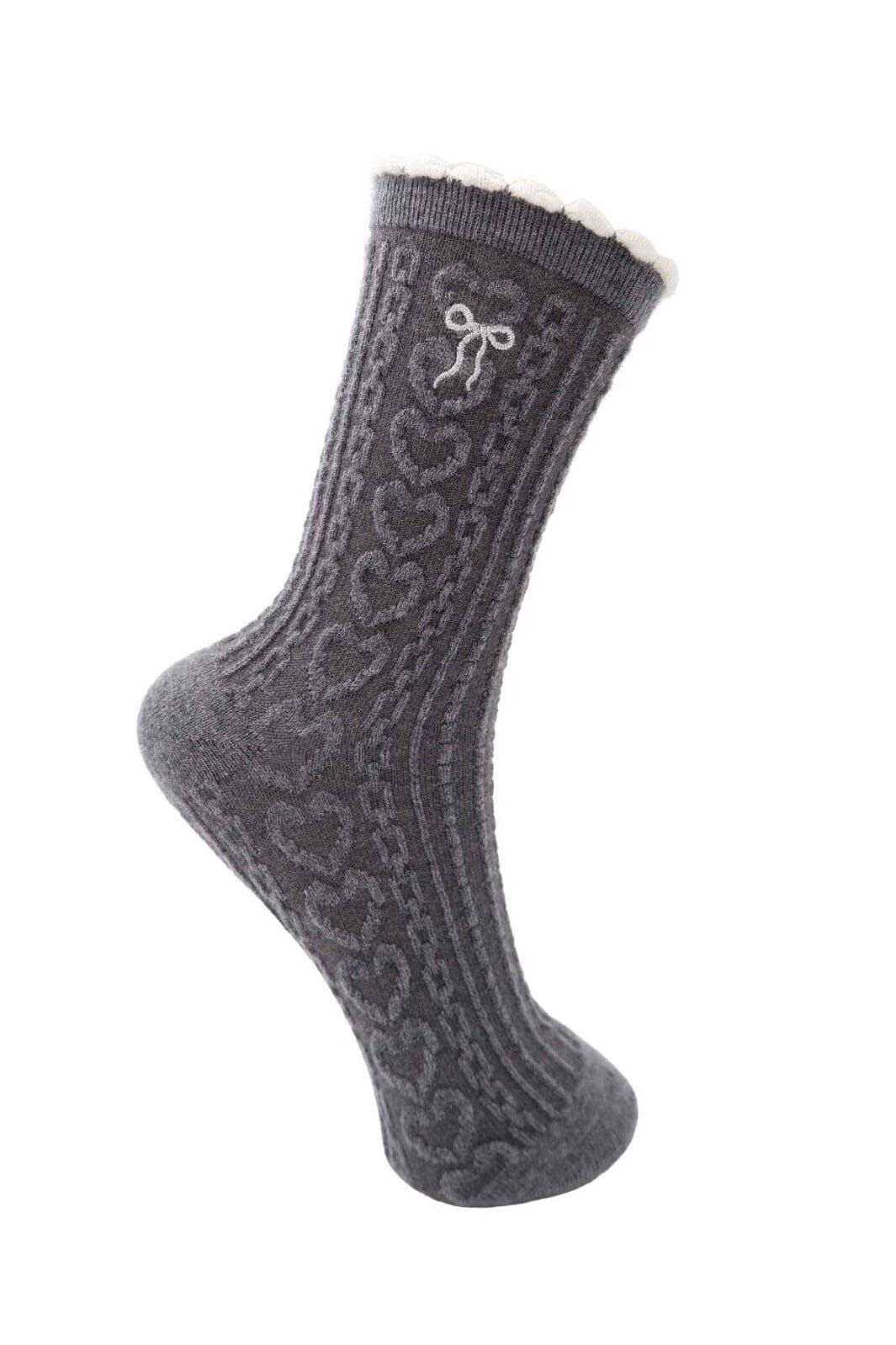 Black Colour - Bcjaggedy Bow Sock 4320 - Dk. Grey