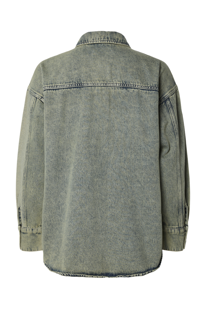 Pieces - Pcdria Ls Denim Shirt - 4822820 Deep Lichen Green Washed