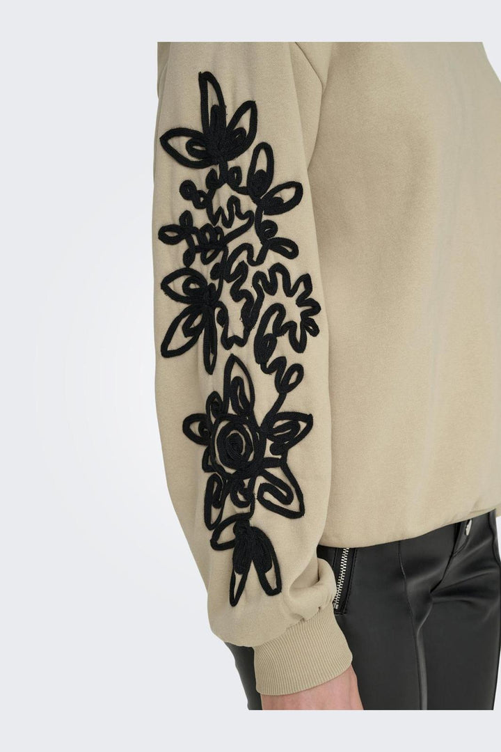 Only - Onljanis L/S O-Neck Swt - 4696069 Humus Henna Flower (Black)