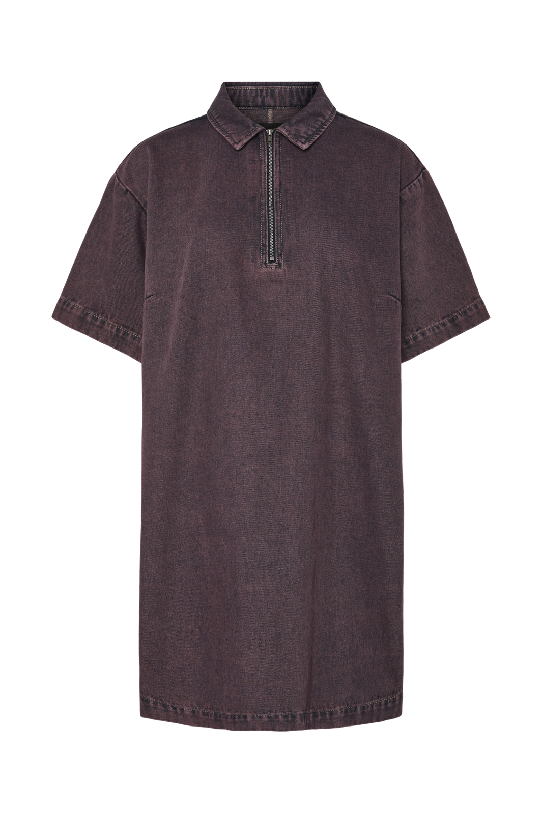 Pieces - Pcdria 3/4 Short Zip Denim Dress - 4823297 Tawny Port Washed