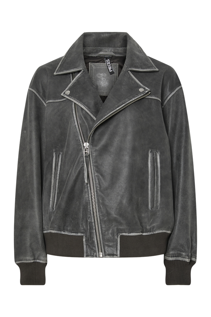 Pieces - Pcfemma Ls Bomber Leather Jacket 17160644 - 4848835 - Concrete Grey