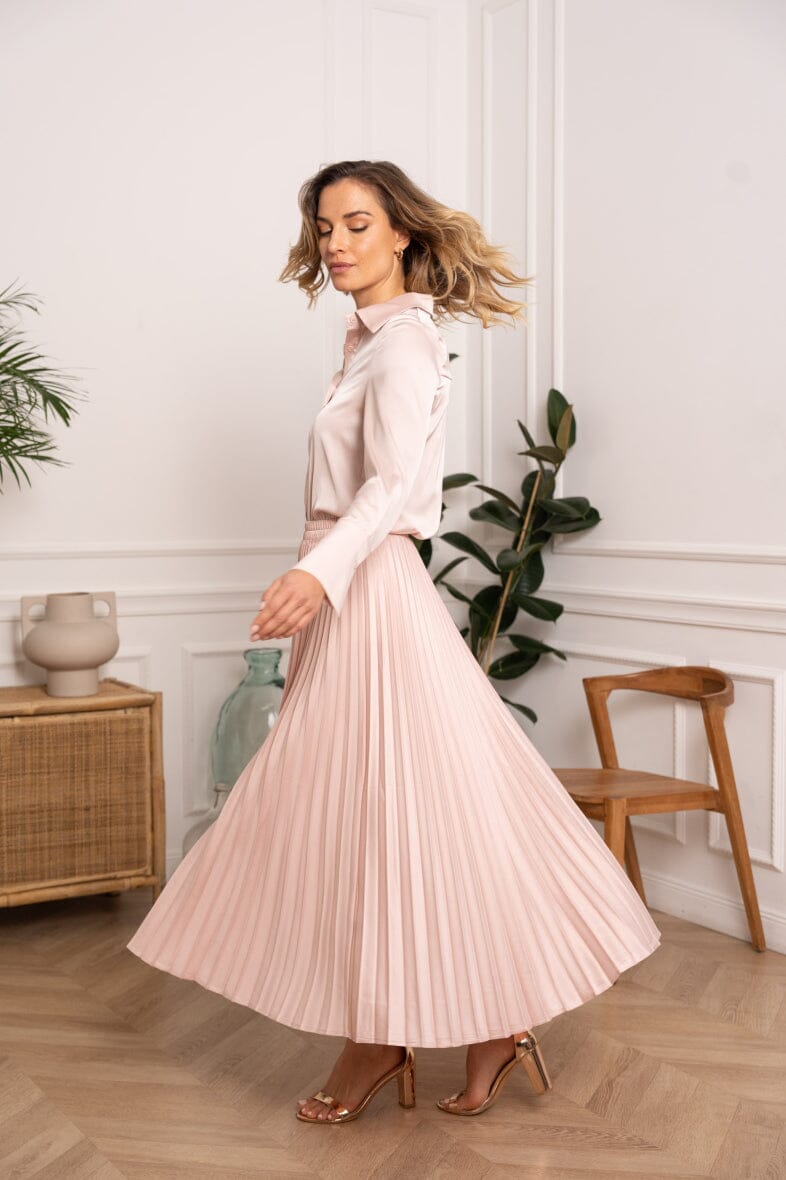 A-bee - Pleated satin skirt CK08176-5 - Old Rose Nederdele 