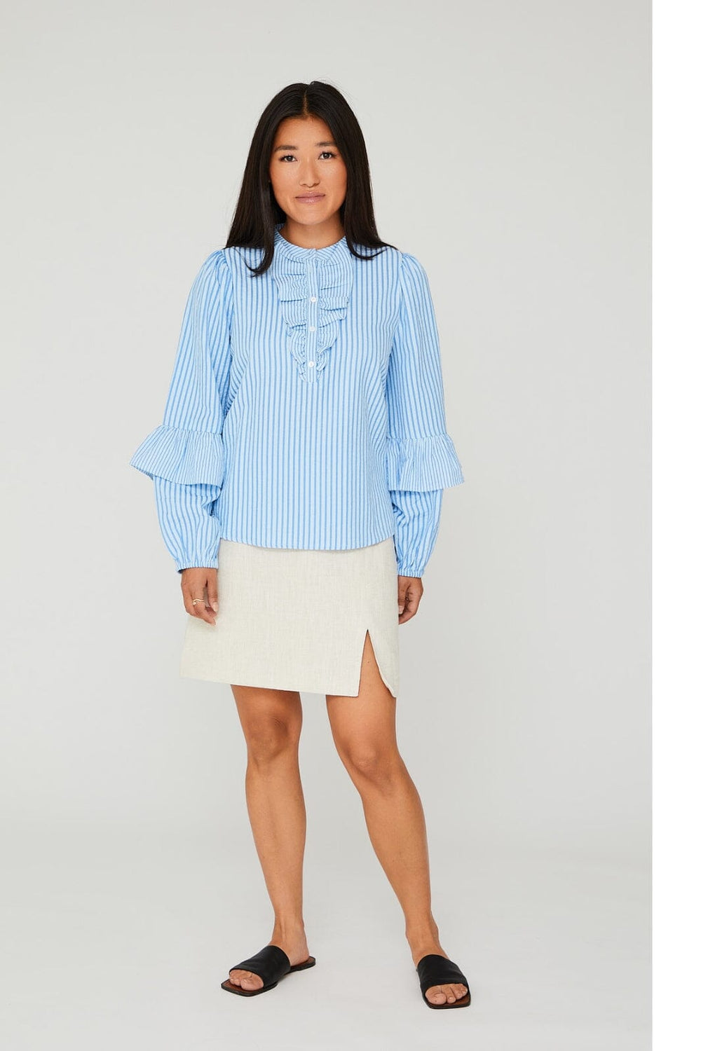 A-View - Karin Blouse - 121 Blue/White Skjorter 