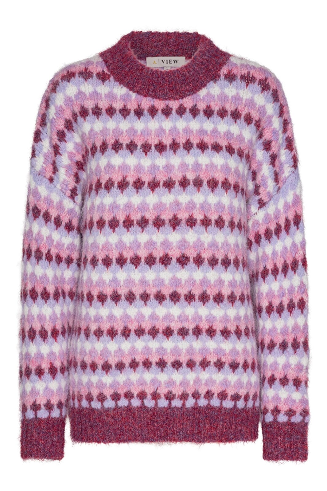 A-View - Patrisia Knit Pullover - 092 Lavander/Pink Strikbluser 