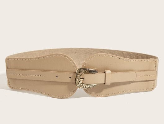 Anobel Copenhagen - Elastic Raffia Belt With Round Buckle LH5008 - Taupe Bælter 