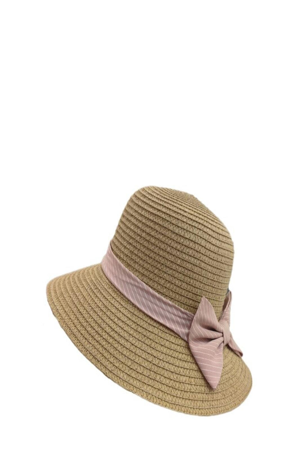 Anobel Copenhagen - Straw Hat With Striped Bow Tie 3cp2085 - Brown Hatte 