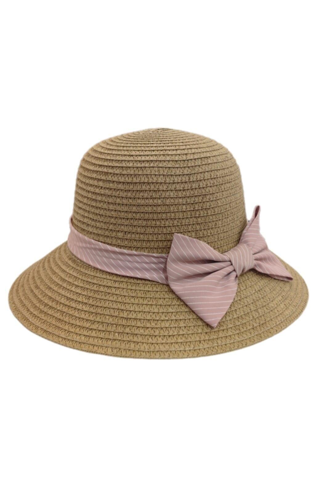 Anobel Copenhagen - Straw Hat With Striped Bow Tie 3cp2085 - Brown Hatte 