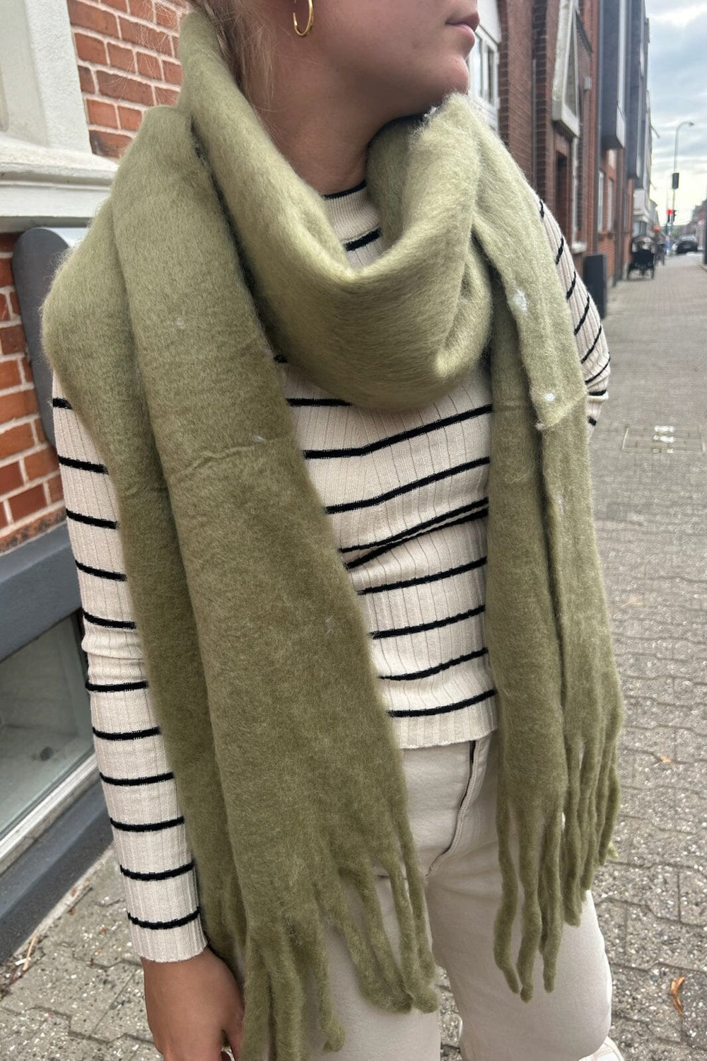 Anobel Copenhagen - Thick Plain Scarf E-71800 - Kaki Tørklæder 