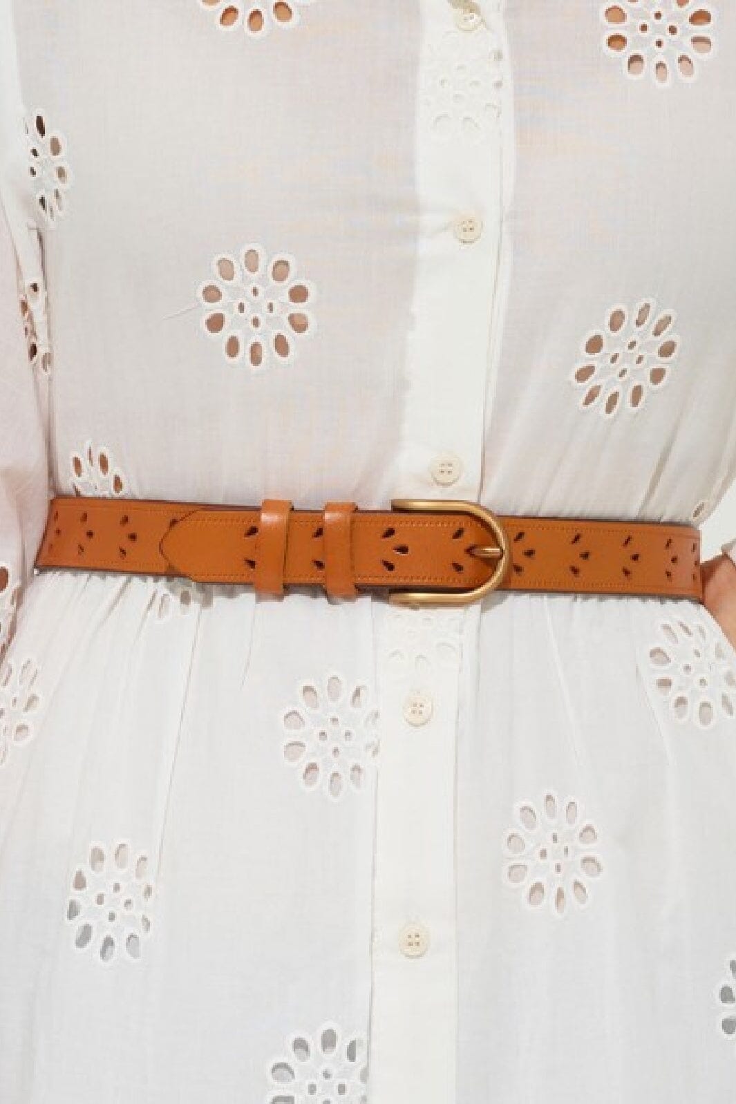 Anobel Copenhagen - Womens Belt Flower Pattern CF-9003 - Camel Bælter 