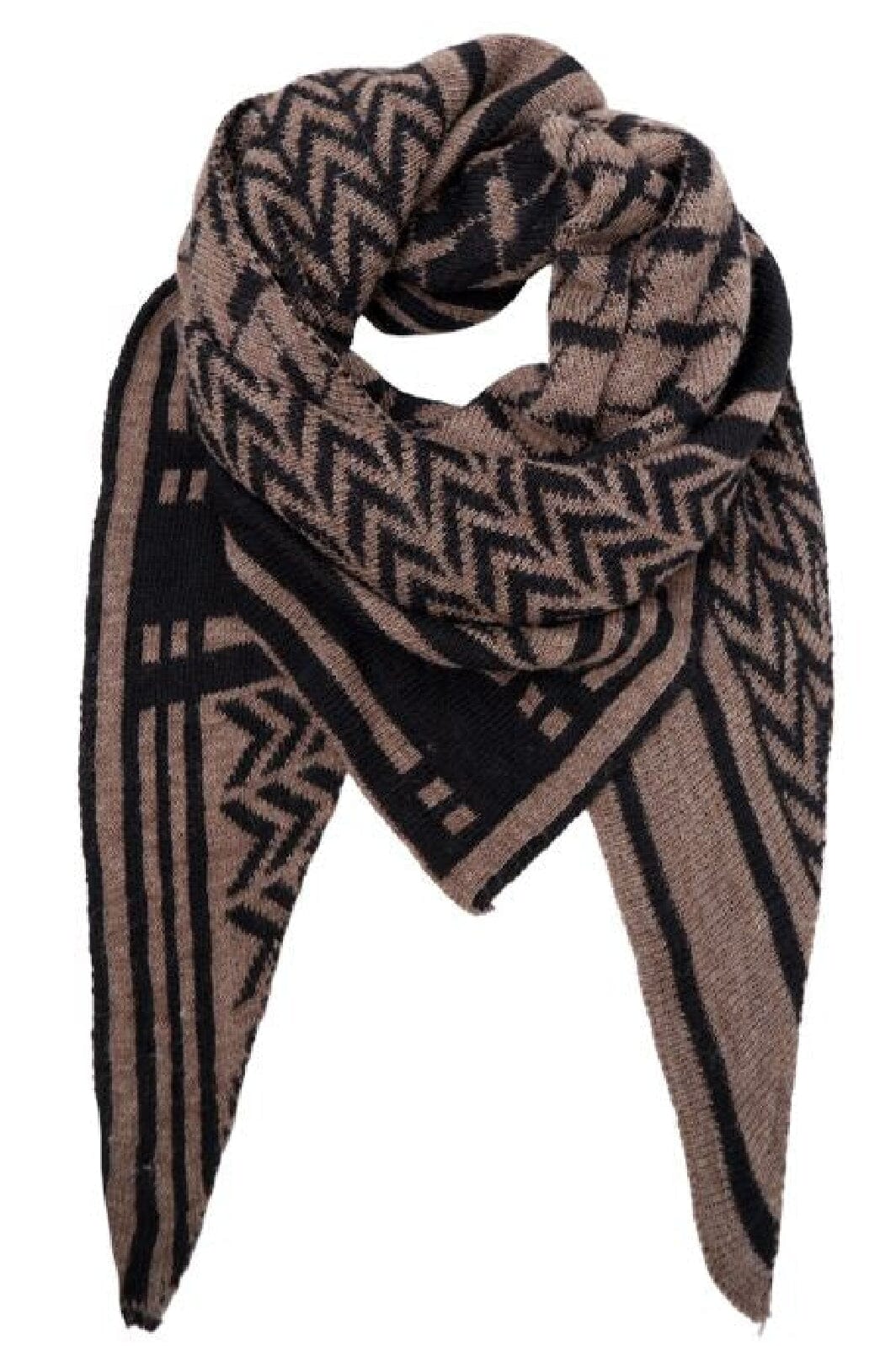 Black Colour - Bcbex Triangle Scarf - Black/Taupe Tørklæder 