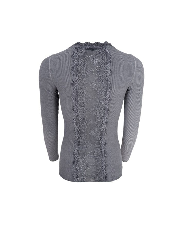 Black Colour - Bcivy Rib L/S Blouse - Grey Bluser 