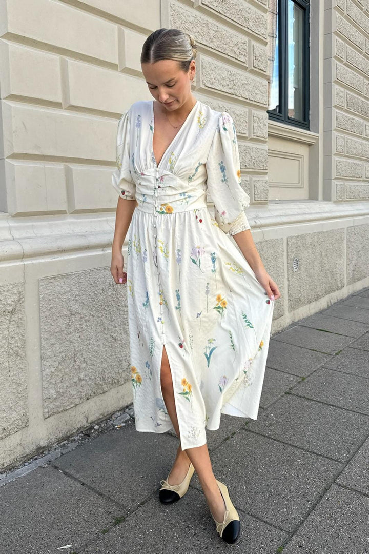 BYIC - Adelic Long Dress - owfp Off White Flower Print