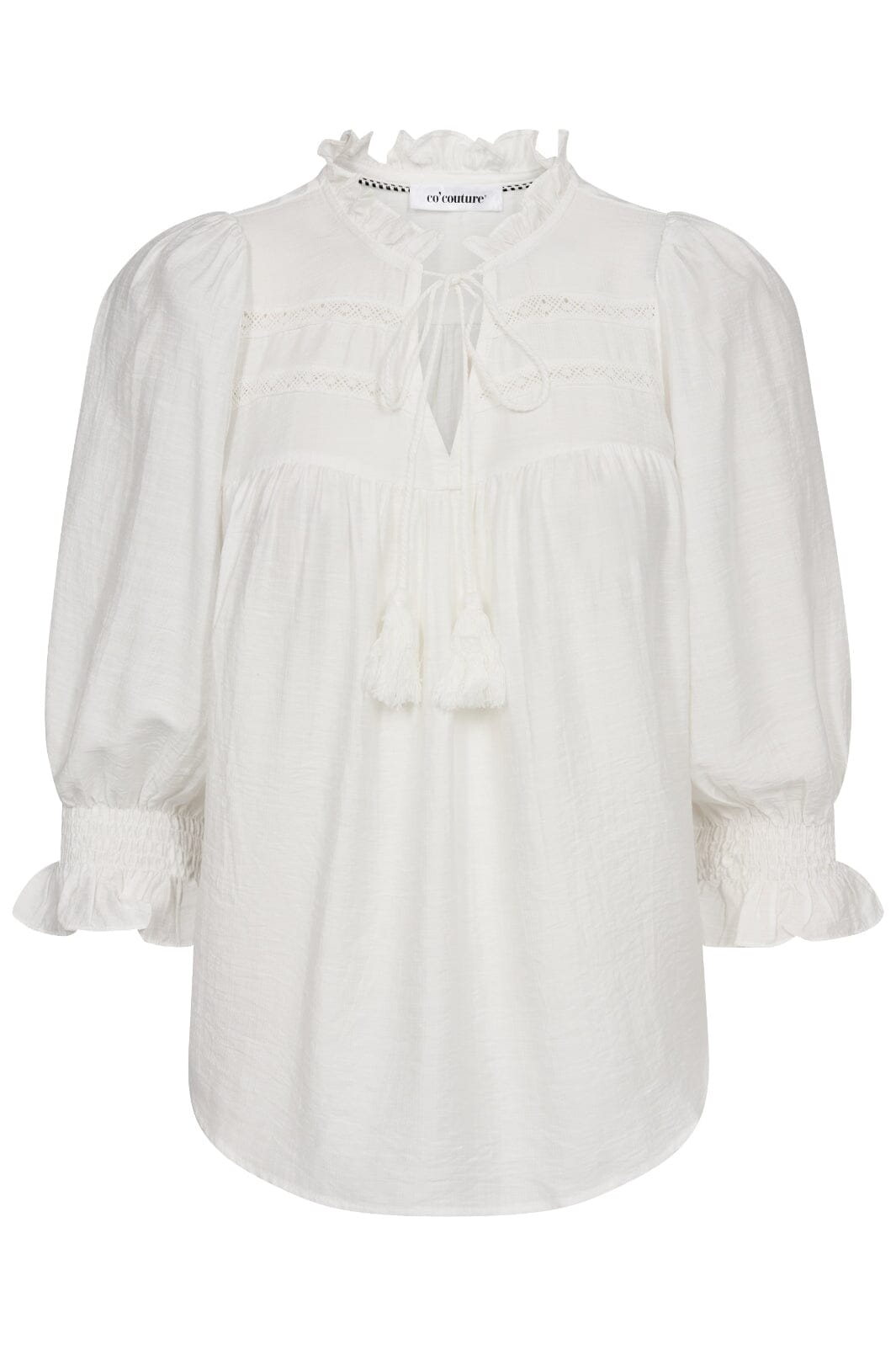 Co´couture - Heracc Tie Lace Ss Blouse 35536 - 4000 White Skjorter 