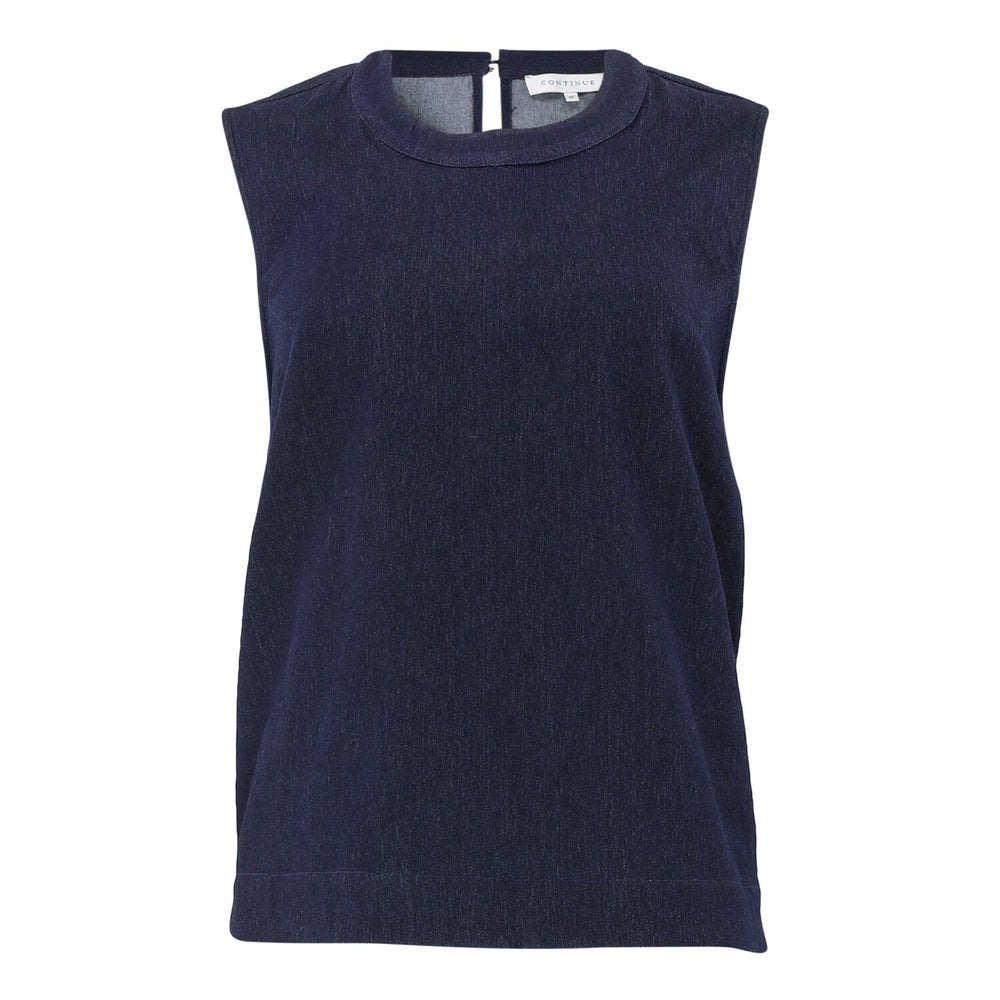 Continue - Cosma Top - Denim Blue Toppe 