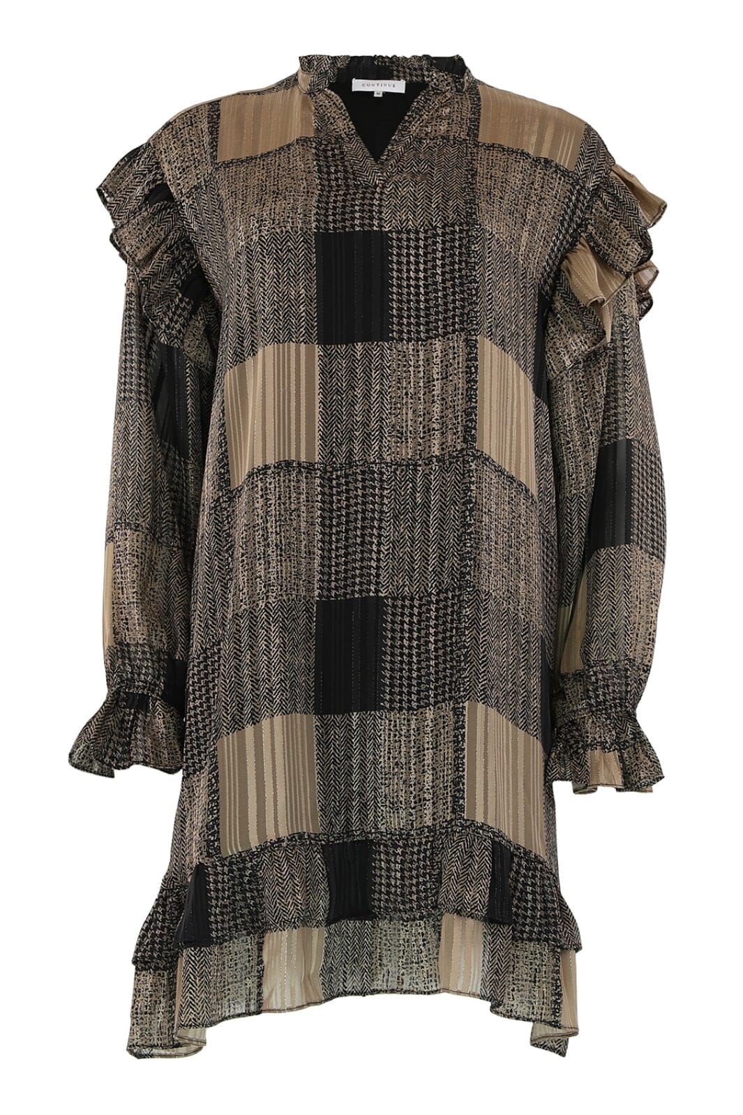 Continue - Lee Brown Print Dress - Brown Mix Kjoler 