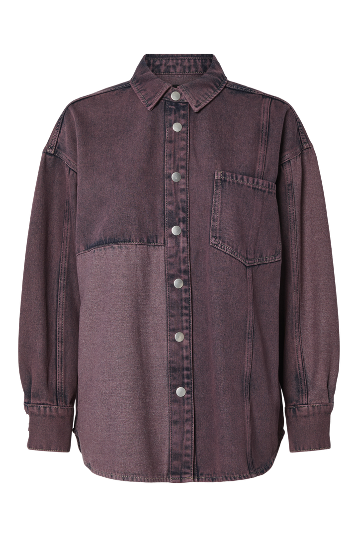 Pieces - Pcdria Ls Denim Shirt - 4822821 Tawny Port Washed