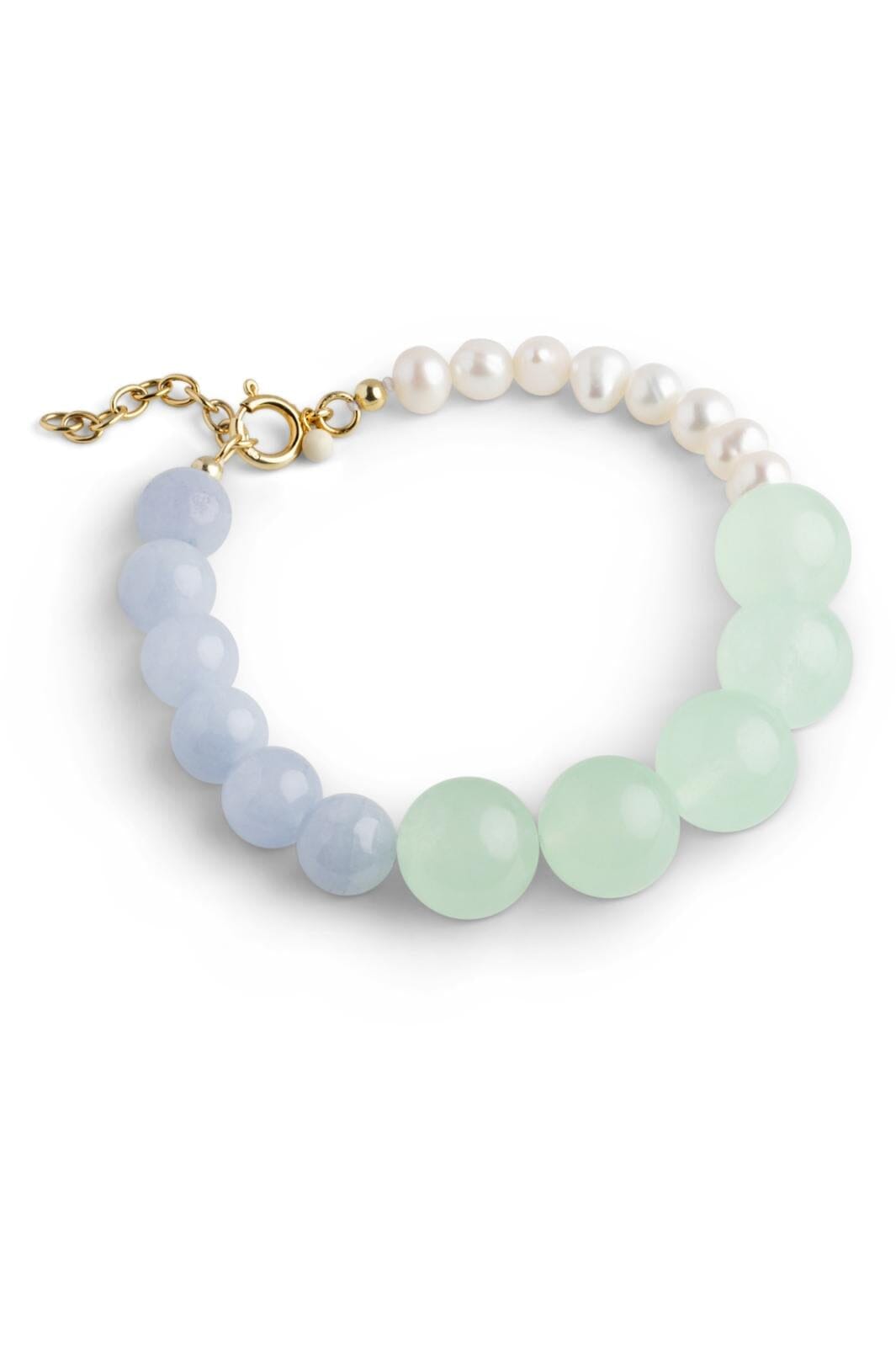 Enamel Copenhagen - Bracelet, Yara - Light Green, Light Blue And Pearls