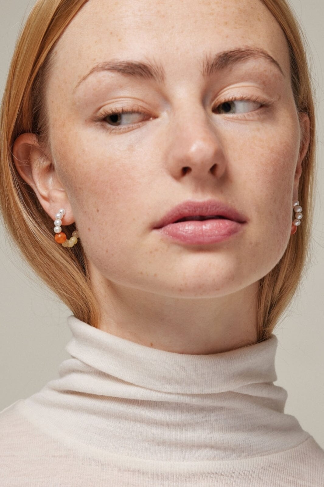 Enamel Copenhagen - Hoops, Kalea - Pearls, Orange And Light Yellow Øreringe 