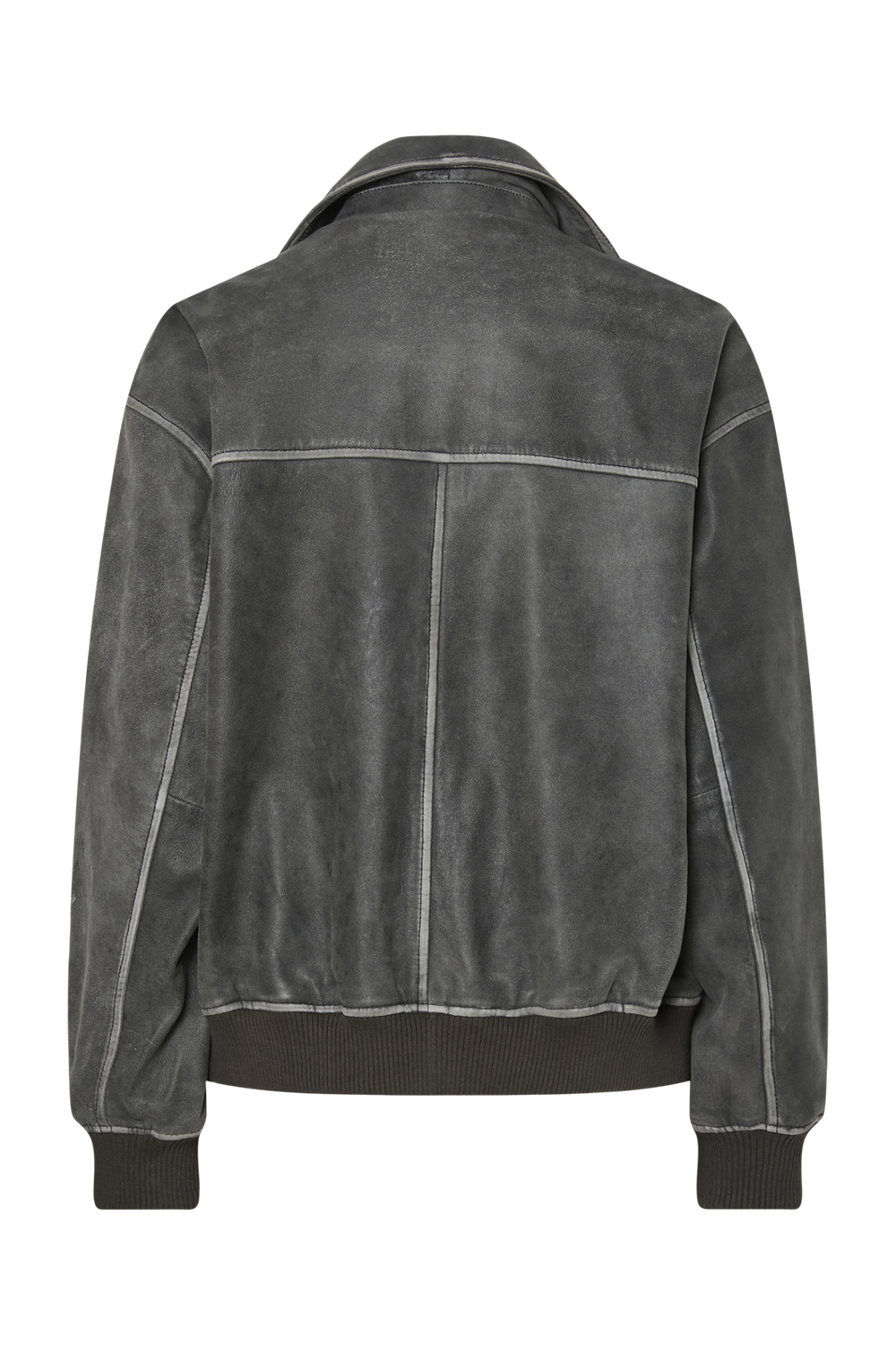 Pieces - Pcfemma Ls Bomber Leather Jacket 17160644 - 4848835 - Concrete Grey