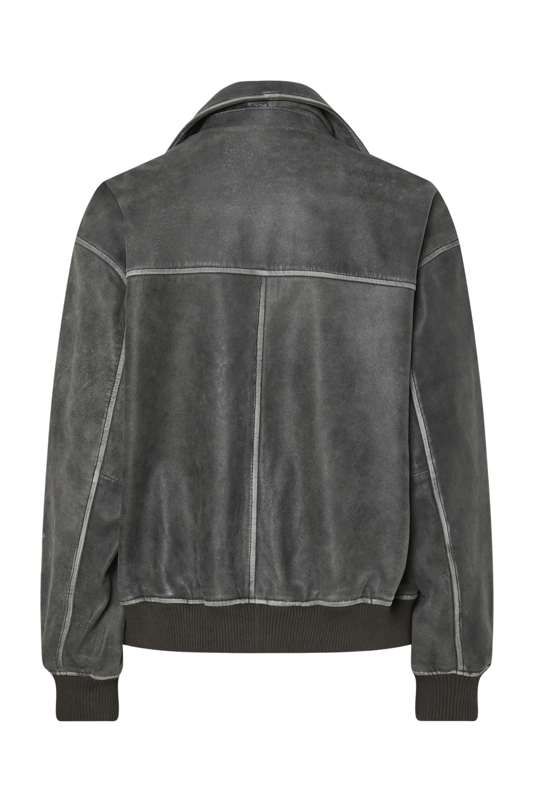 Pieces - Pcfemma Ls Bomber Leather Jacket 17160644 - 4848835 - Concrete Grey