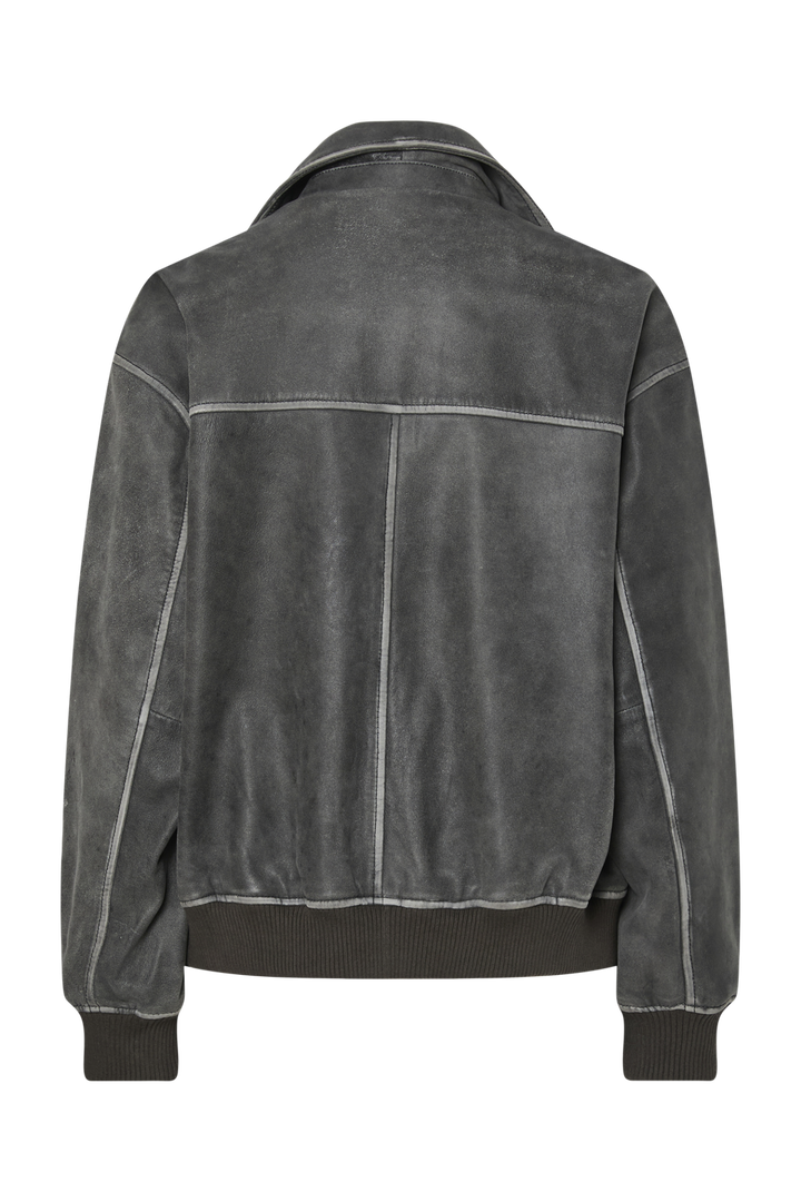 Pieces - Pcfemma Ls Bomber Leather Jacket 17160644 - 4848835 - Concrete Grey