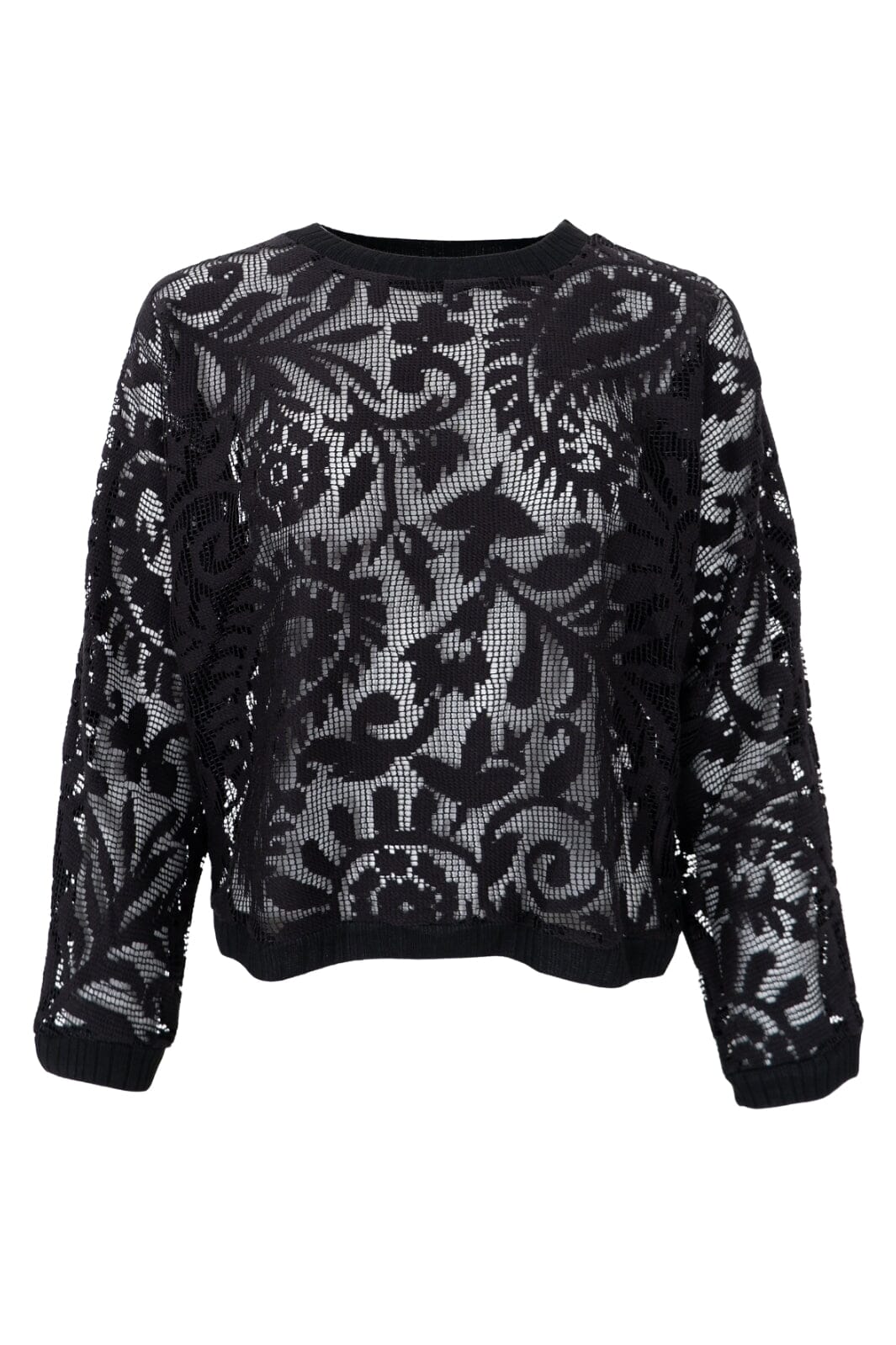 Forudbestilling - Black Colour - Bcesther Lace Sweatshirt - Black Bluser 