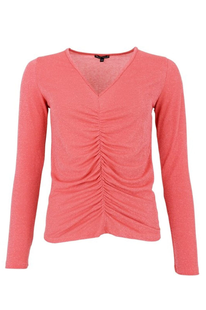 Forudbestilling - Black Colour - Bcfaye Lurex V-Neck Blouse - Coral (Februar) Bluser 