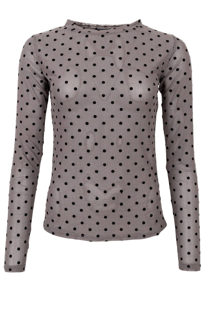 Forudbestilling - Black Colour - Bcjennie Dotted Mesh Blouse - SHIRTS,MUSTHAVES Grey Bluser 