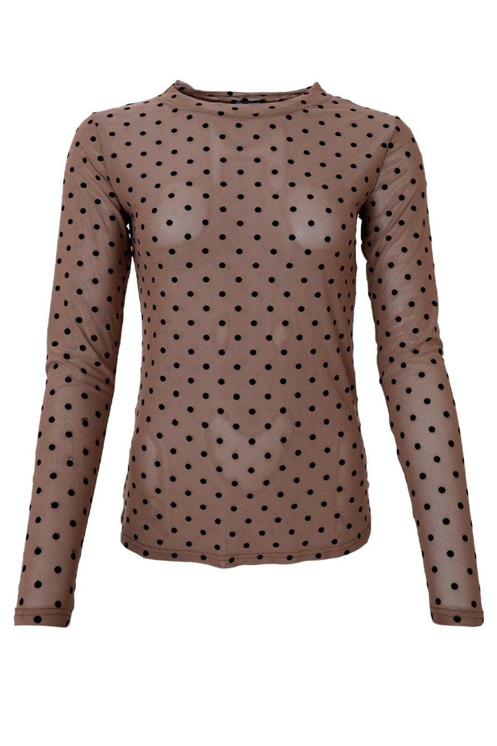 Forudbestilling - Black Colour - Bcjennie Dotted Mesh Blouse - SHIRTS,MUSTHAVES Taupe Bluser 