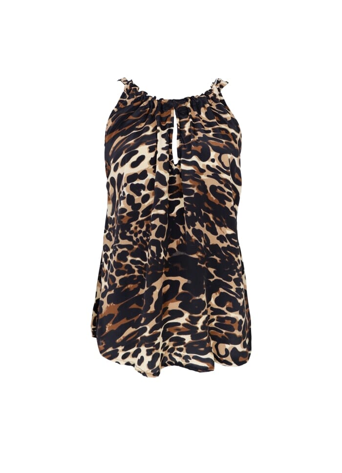 Forudbestilling - Black Colour - Bcluna Bow Top - Leopard Toppe 