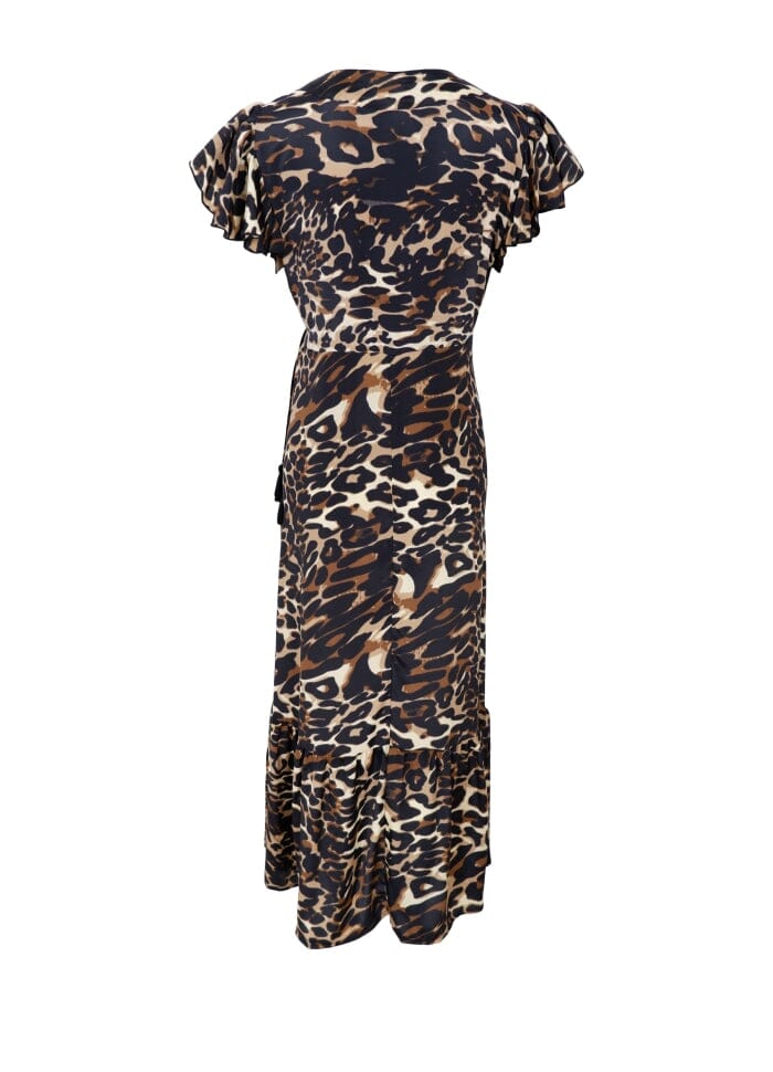 Forudbestilling - Black Colour - Bcluna Flared Wrap Dress - Leopard Kjoler 