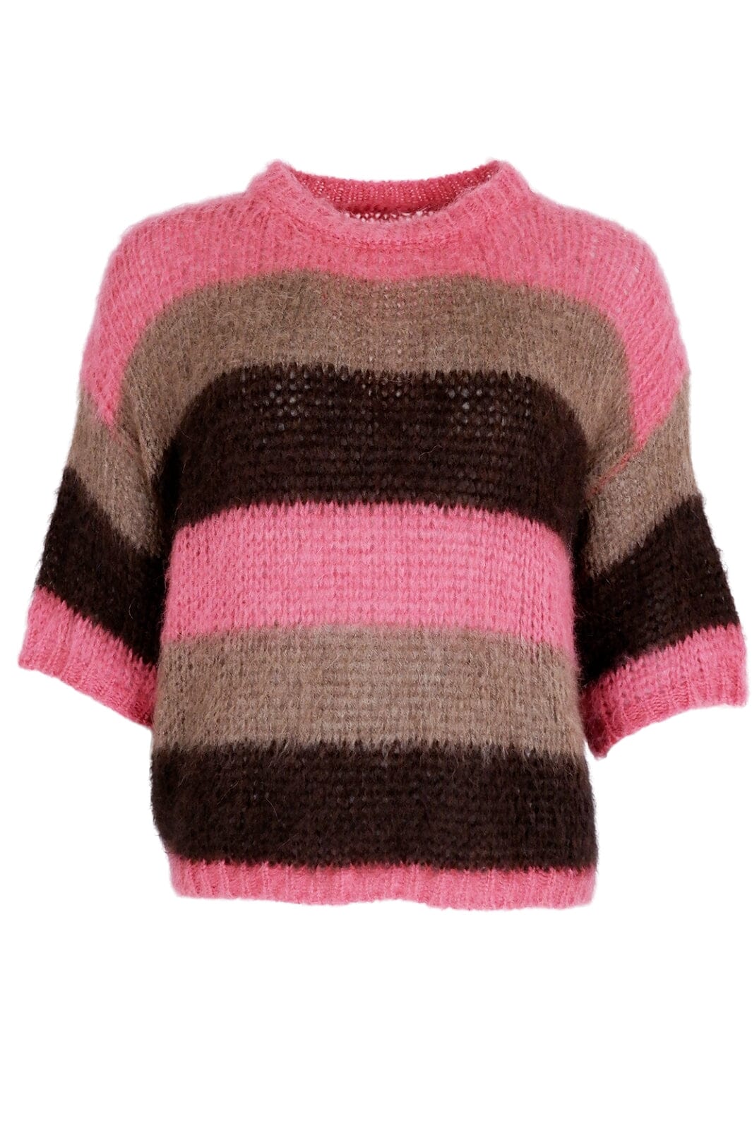 Forudbestilling - Black Colour - Bcmegan Striped S/S Knit Jumper - Rose Coffee Strikbluser 