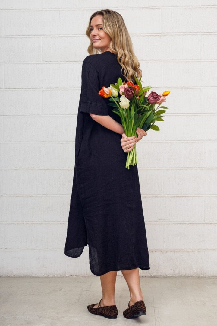 Forudbestilling - Black Colour - Bcmelina Long Linen Dress 40412 - Black