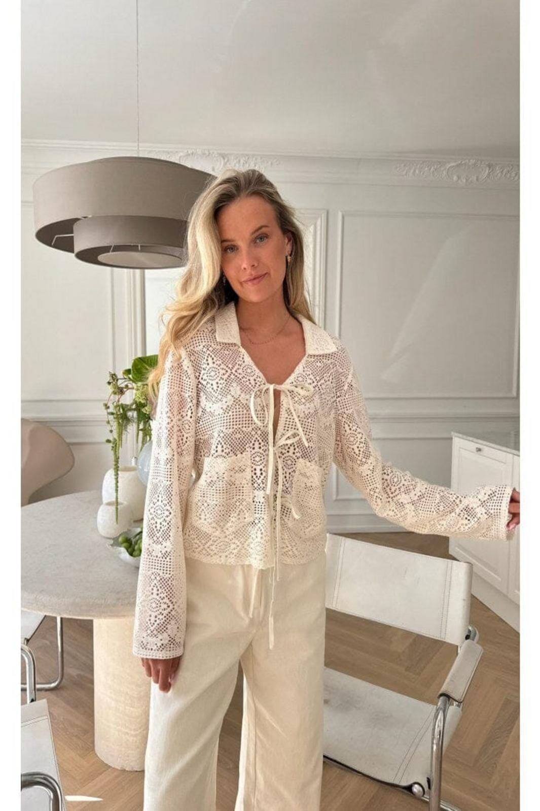 Forudbestilling - BYIC - Tildaic Tie Top - cl Creme Lace Bluser 