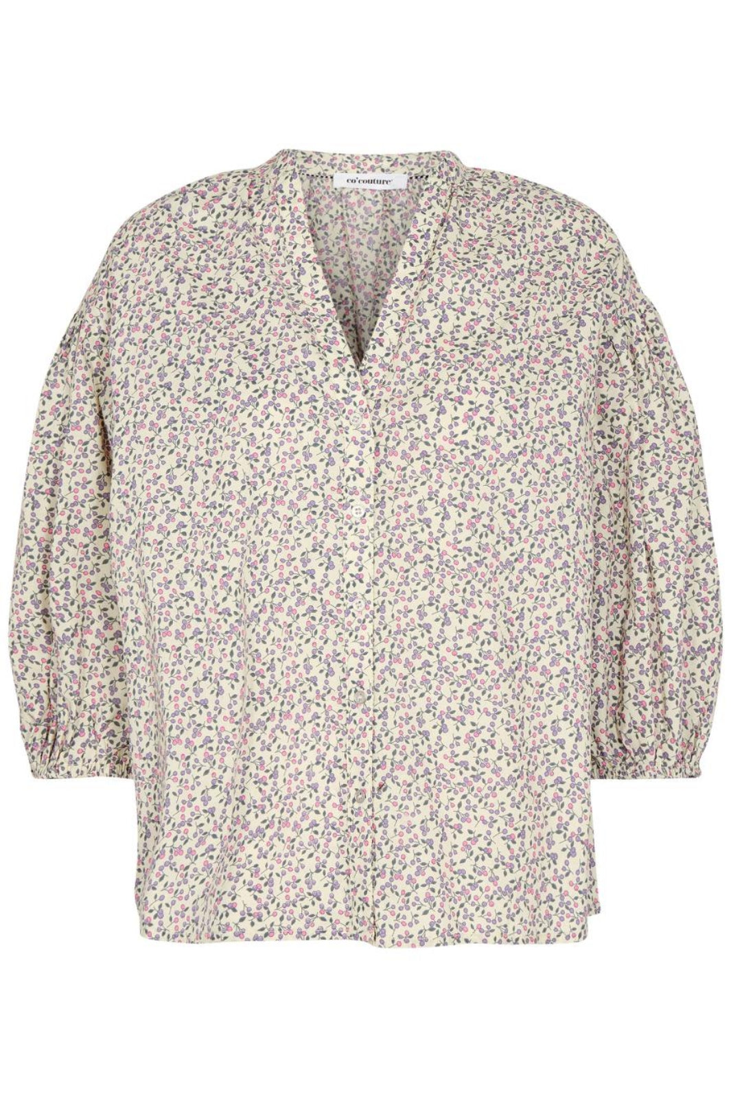 Forudbestilling - Co'couture - Cherry Flower S/S Shirt - Purple (Juni) Skjorter 