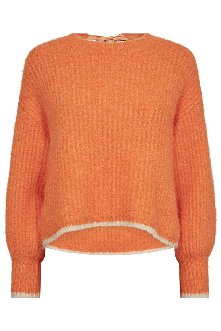 Forudbestilling - Co´couture - Coraliecc Bow Ls Rib Knit 32157 - 53 Orange Strikbluser 