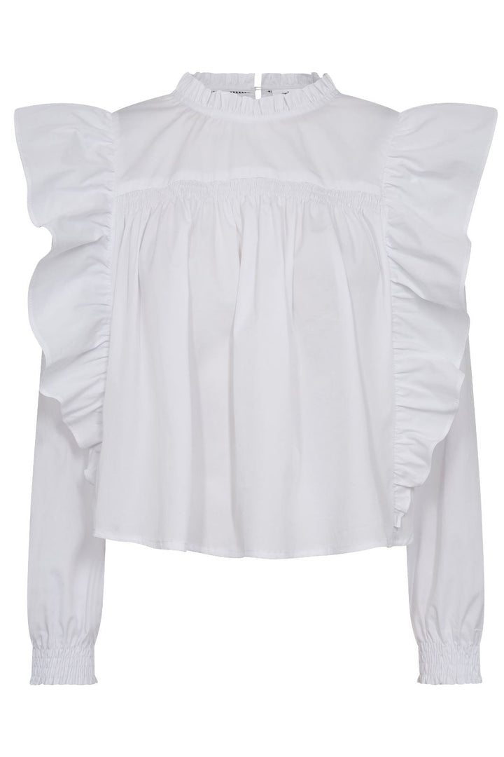 Forudbestilling - Co´couture - Cottoncc Crisp Frill Blouse 35466 - 4000 White Bluser 