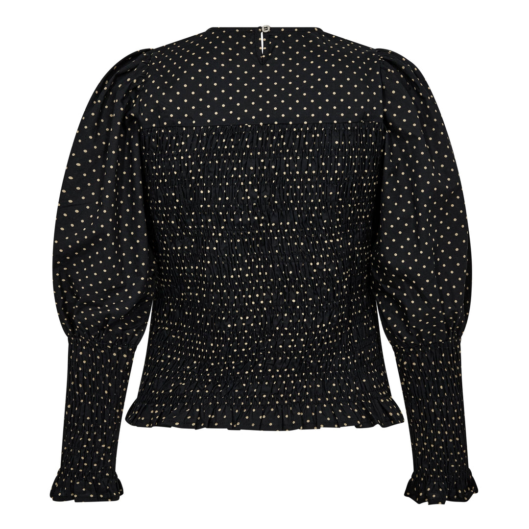 Forudbestilling - Co´couture - Davinacc Dot Smock Blouse 35714 - 96 Black Skjorter 