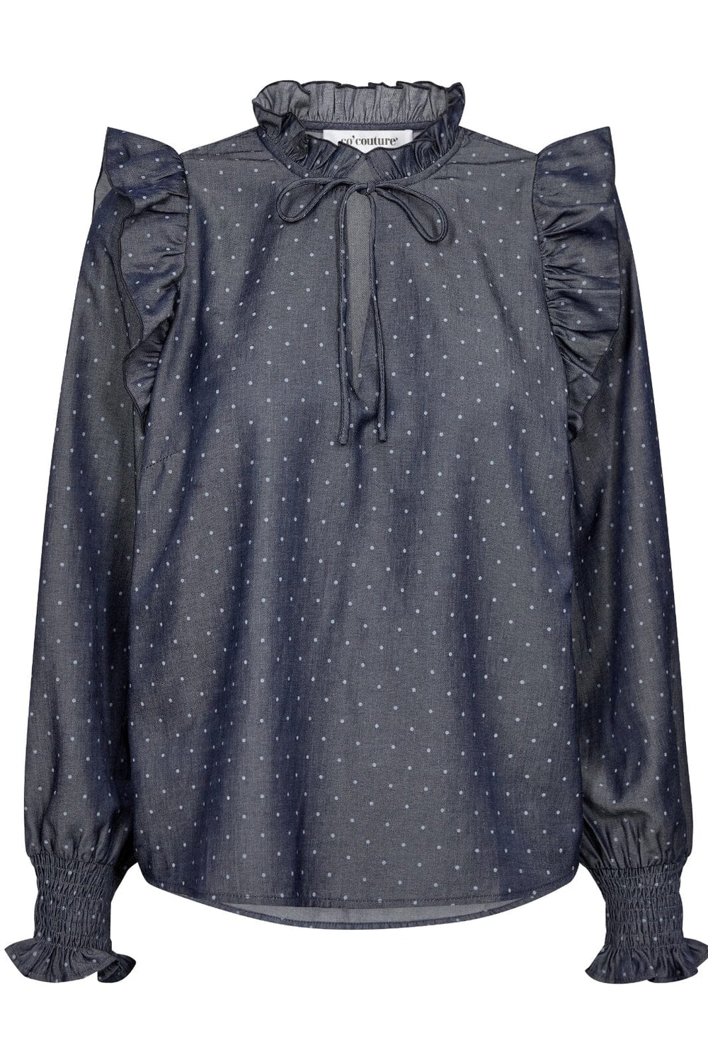 Forudbestilling - Co´couture - Dianacc Dot Frill Blouse 35590 - 120 Navy Skjorter 