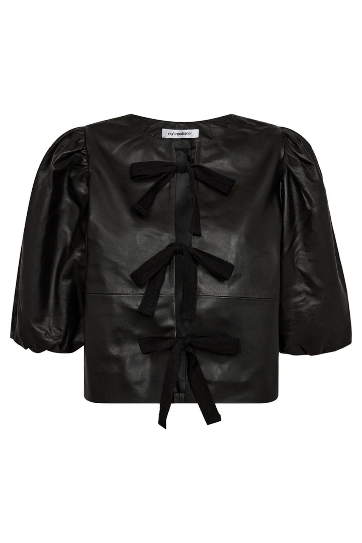 Forudbestilling - Co´couture - Phoebecc Leather Bow Blouse 35591 - 96 Black Skjorter 