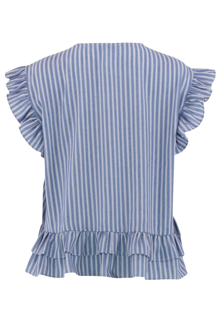 Forudbestilling - Continue - Kiss Stripe S/S - White/Blue Stripe Bluser 