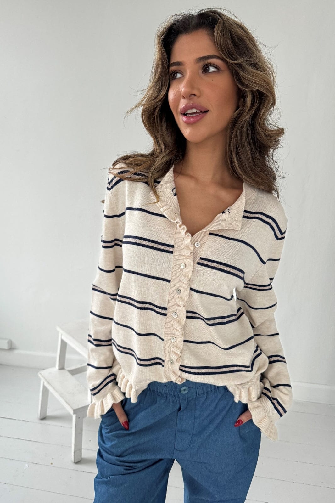 Continue - Sisse Cardigan 14772 - Navy Blue Stripe