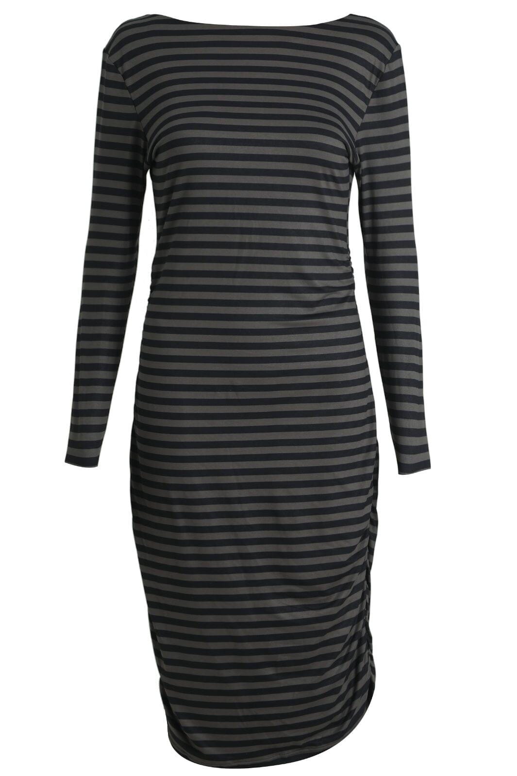 Forudbestilling - Liberte - Alma-Ls Turn-Dress - Dark Grey Black Stripe Kjoler 