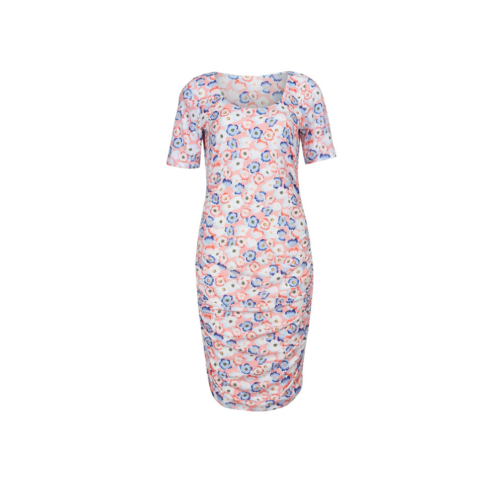 Forudbestilling - Liberte - Alma-Ss-Turn-Dress - Peachy Blue Flower Kjoler 