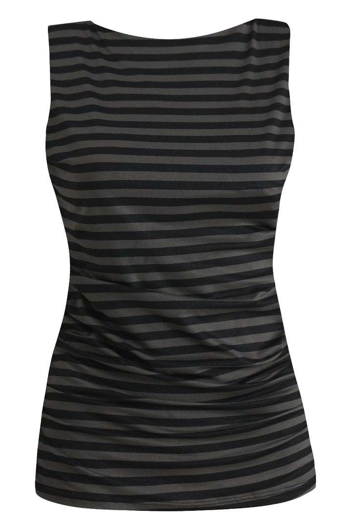 Forudbestilling - Liberte - Alma-Turn-Top - Dark Grey Black Stripe Toppe 