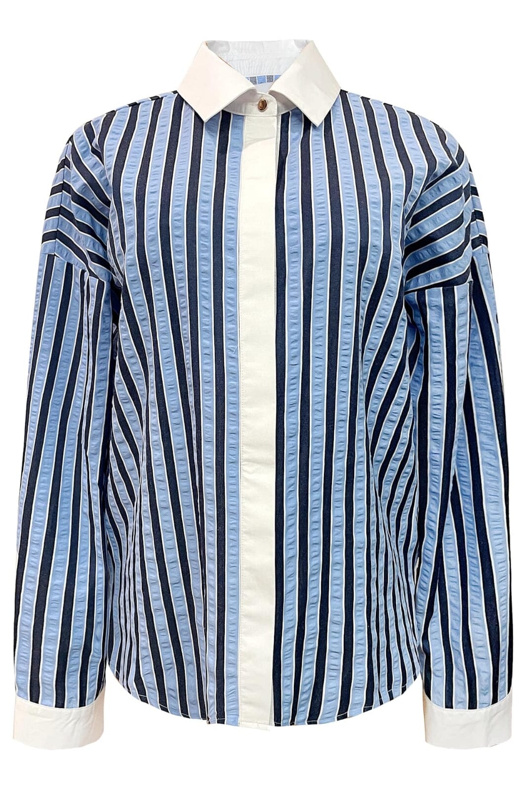 Liberte - Karo-Ls-Shirt 22169 - Blue Stripe