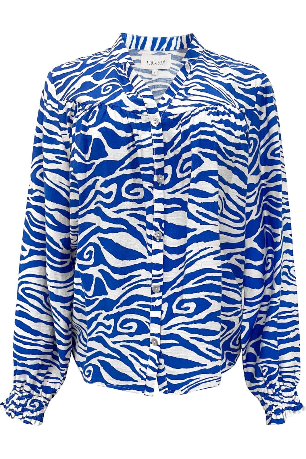 Liberte - Mag-Ls-Vneck-Shirt 22054 - Cobolt Zebra