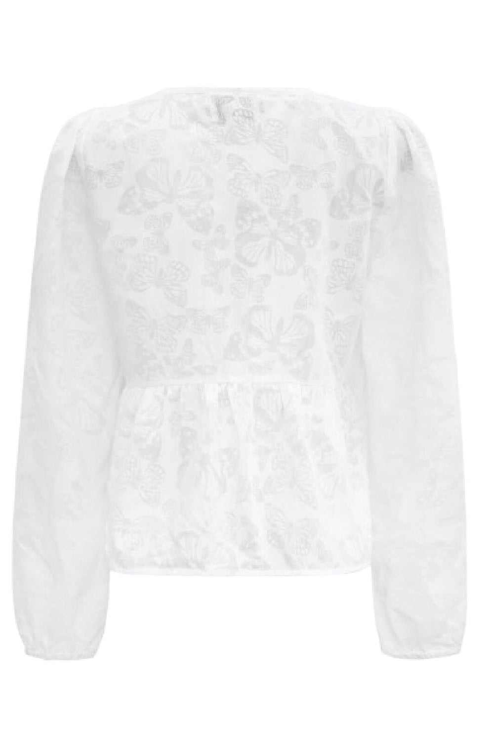 Forudbestilling - Liberte - Manni-Ls-V-Neck-Blouse 22083 - White Butterfly Bluser 